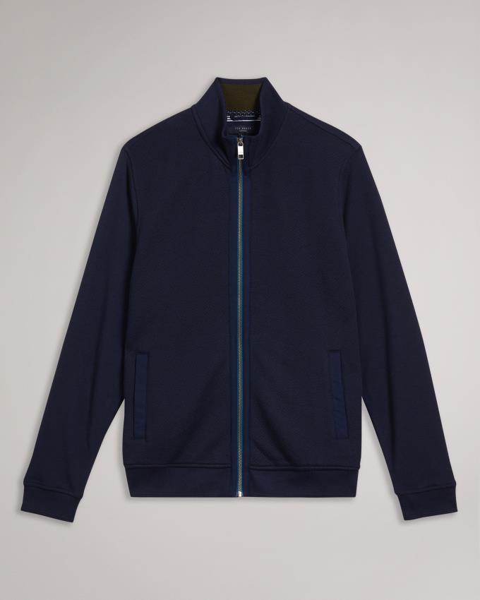 Veste Ted Baker Textured Zip Through Bleu Marine Homme | AOS-15562998